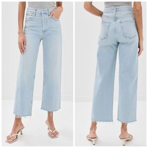 Agolde Ren High Rise Wide‎ Leg Ankle Raw Hem Smash Blue Light Wash Sz 31